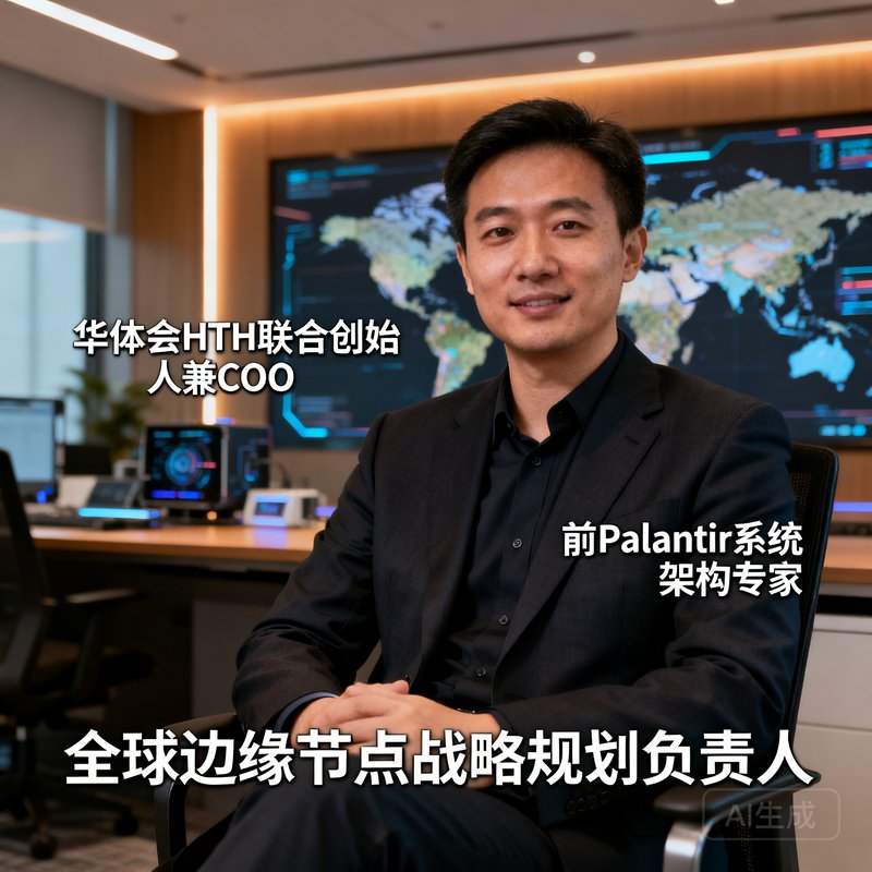 华体会HTH联合创始人兼COO林浩宇，前Palantir系统架构专家，负责全球边缘节点战略规划的亚洲男性